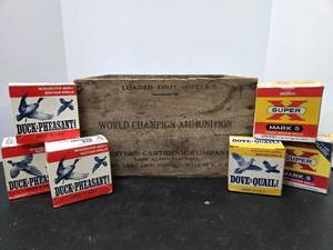 lot 237 image: Old WESTERN Ammunition Advertising Crate wVintage Ammo Boxes