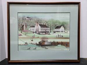 lot 216 image: Framed Signed Numbered Folk Art Print - Netherland Inn by Moss