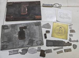 lot 200 image: Lot of Old Vintage Heavy Copper etc Advertising Print Plates