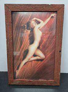 lot 211 image: Rustic Framed MARILYN MONROE Nude Print