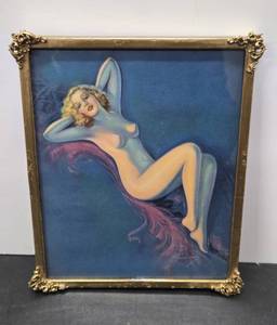 lot 213 image: Beautiful 1930s-40s era Ornately Framed Pinup Print