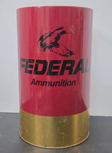 lot 254 image: Very Cool Vintage FEDERAL Ammunition Shotgun Shell Trash Can 