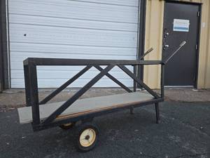 lot 306 image: Quality Rolling Heavy Duty Steel ROLL-O-MATIC Planter Shelf Garden Cart