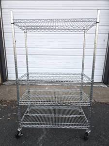 lot 307 image: 4-Tier Rolling NSF Stainless Shelving Unit