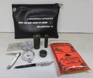 lot 311 image: Vintage JOHN DEERE Snowmobile Promotional Survival Kit wOriginal Supplies