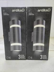 lot 338 image: Matching Pair of New in Box ARTIKA Q1 Wall Lamp Sconces