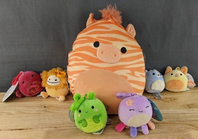 lot 17A image: Brand New Squishmallows Josue, Barella, Sol, Shasta, Beula, Trenton and Meghan N