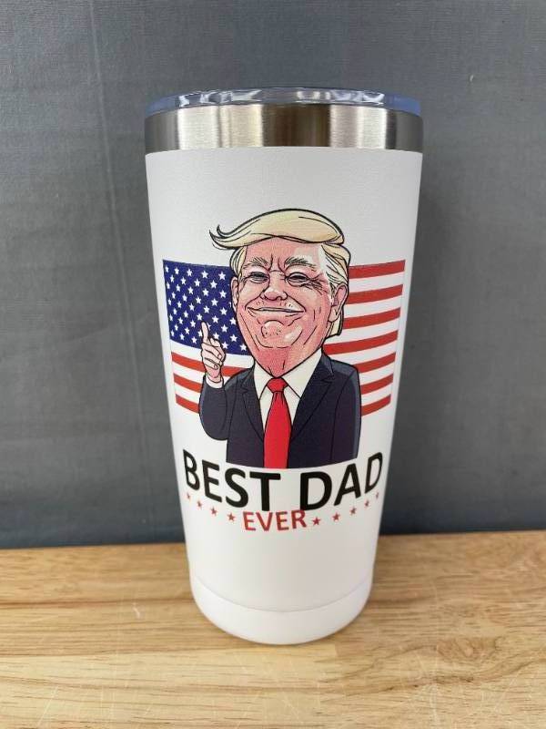 lot 23B image: Brand New Donald Trump MAGA Best Dad 20oz Tumbler N