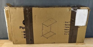 lot 140 image: 2 Brand New Wood Style Top with Black Legs End Tables Z
