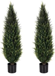 lot 82 image: New Metach 35ft Faux Tree Artificial Cedar Topiary Tree $100 Retail B