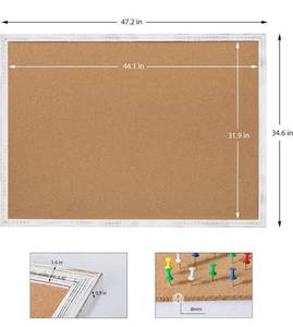 lot 150 image: New Board2by Cork Board Bulletin Board 36 x 48, White Wood Framed $64.99 Retail B