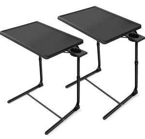 lot 138 image: Set of 2 New Adjustable TV Tray Tables with 6 Height & 3 Tilt Angle Adjustments $84.99 Retail Z