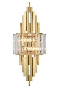 lot 108 image: Brand New Modern Wall Scones 2-Light Brushed Gold Crystal Wall Light $149.99 Retail B