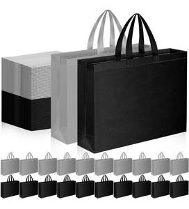 lot 58 image: New Silkfly 100 Pcs Reusable Gift Bags with Handles Bulk, Black and Gray B