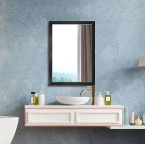 lot 114 image: Brand New Ruomeng Rectangular Black 20x28 Wall Mirror $59.99 Retail B