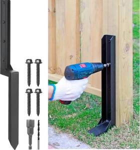 lot 167 image: Brand New Heavy Duty Steel Fence Post Repair Stake, Fence Post Anchor Ground Spike, for Repair TiltedBroken Wood Fence Post (1 PackBlack) B
