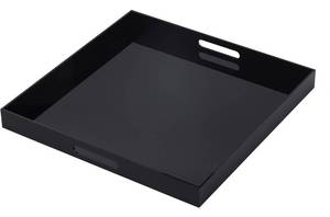 lot 153 image: Brand New Black  Large Acrylic Serving Tray-24x24 Inch -Spill Proof- Decorative Trays $75.93 Retail B