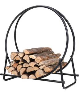 lot 155 image: New PHI VILLA 30 Inch Log Hoop Firewood Rack Curved Fireplace Wood Storage $44.99 Retail B