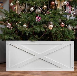 lot 195 image: Brand New Christmas Tree Collar Box, 17 L White Wooden Tree Collar B