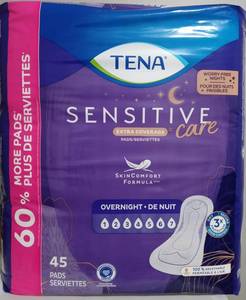 lot 178 image: Brand New Pack of 3 TENA Intimates Overnight Pad, 45 Count $75 Retail B