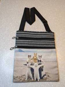 lot 415 image: New Playful Cat Print Cross Body Bag Adjustable Strap P