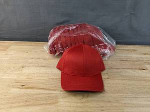 lot 123B image: 11 Brand New Yupoong Youth Velcro Back Red Hats A