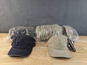 lot 162B image: 18 Brand New Yupoong Flexfit Khaki and Navy Hats OSFM A
