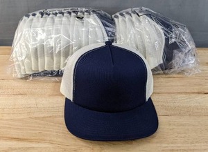 lot 126B image: 18 Brand New Yupoong Snap Back NavyWhite Hats OSFM A