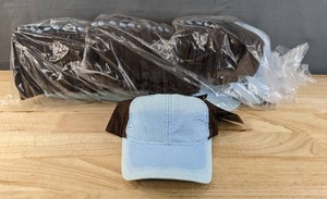 lot 110B image: 35 Brand New Yupoong Flex Fit BlueBrown Hats LXL A
