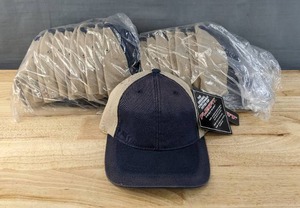 lot 131B image: 21 Brand New Yupoong Flex Fit NavyKhaki Hats SM A