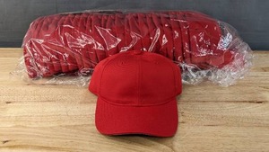 lot 119B image: 24 Brand New Yupoong Snap Back Red Hats Youth A