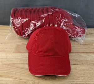 lot 142B image: 12 Brand New Advantage Series Ltd. Velcro Back Red Hats OSFM A
