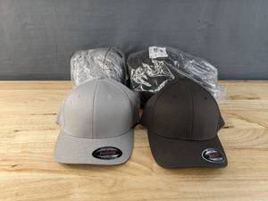 lot 138B image: 10 Brand New Yupoong FlexFit Gray and Silver Hats, Size LXL A