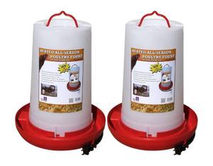 lot 169 image: New Farm Innovators 2 Pack Heated Chicken Waterer, Poultry Water Fountain, 3 Gallon $110.38 Retail B