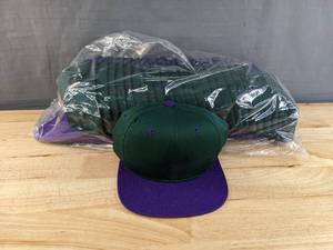lot 9B image: 288 Brand New Yupoong Spruce and Purple Hats OSFM A