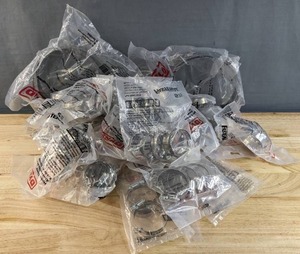 lot 211 image: 22 Brand New 301 Stainless Steel DynaFlo Hose Clamps 20 Trade Size 28 1.25-2.25 Clamp Diameter and 2 Trade Size 104 5-7 Clamp Diameter K