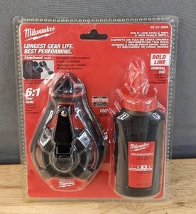 lot 21B image: Brand New Milwaukee 100 Ft. Bold Line Chalk Reel Kit with Red Chalk Refill N