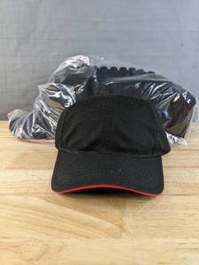 lot 64H image: 60 Brand New Advantage Series Ltd. Black with Red Hats OSFM A