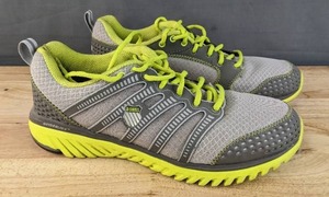 lot 76B image: K-Swiss Running Shoes Mens Size 12.5 Sneakers Grey and Neon Q