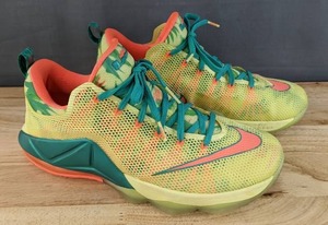 lot 20B image: Nike Lebron XII Low Basketball Shoes Mens Size 13 Sneakers Lime and Pink Q