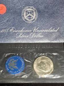 lot 2 image: 1974 UNC Eisenhower Silver Dollar