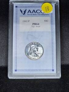 lot 18 image: 1962 P Franklin Proof PR64