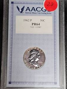 lot 28 image: 1962 P Kennedy PR64, Brilliant Proof
