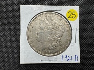 lot 25 image: 1921-D Morgan Silver Dollar