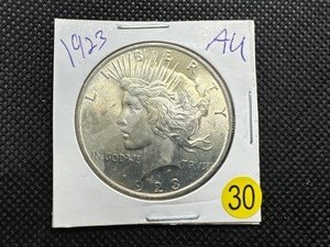 lot 30 image: 1923 Peace Silver Dollar AU