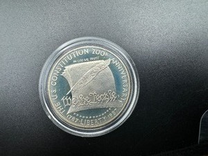 lot 43 image: 1987-S Proof Constitution Commemorative Silver Dollar