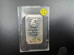lot 72 image: Engelhard 1 Oz. .999 Silver Bar