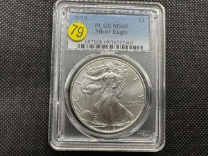 lot 79 image: 2019 1 Oz. Silver American Eagle PCGS MS69