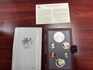 lot 87 image: 1984 U.S. Mint Olympic Silver Prestige Proof Set in Original Mint Package - PCGS Price Guide is $35.00