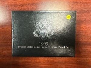 lot 90 image: 1993 U.S. Mint Silver Premier Proof Set in Original Mint Package - PCGS Price Guide is $33.00
